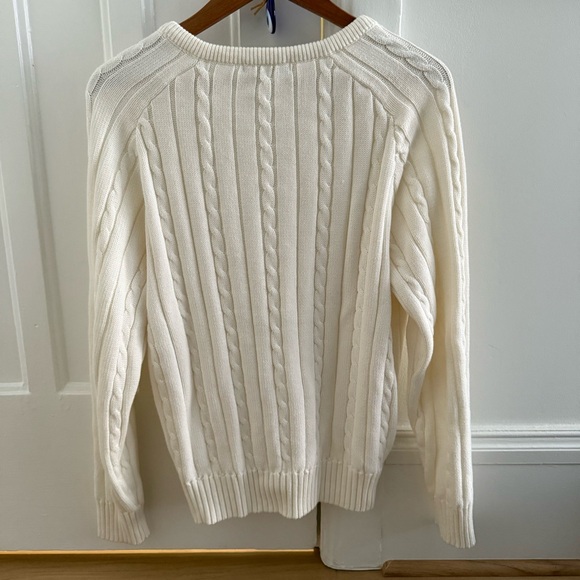 Brandy Melville Ida Cotton Blend Cable Knit Ivory V-Neck Oversized Sweater - Picture 7 of 7